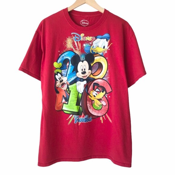 Walt Disney World 2016 Men's Red T-Shirt Mickey L - Picture 1 of 5